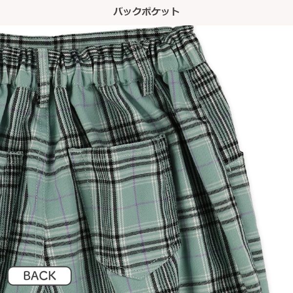 くまチャーム付き裾フリルチェック柄ショートパンツ