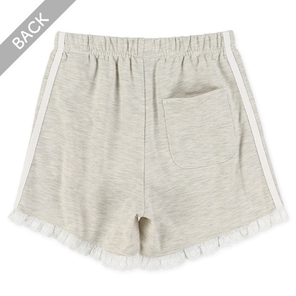 裏毛サイドライン裾レースショートパンツ
