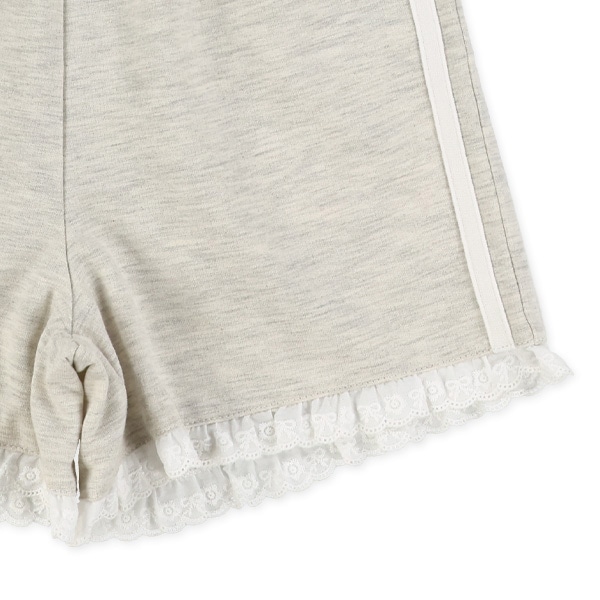 裏毛サイドライン裾レースショートパンツ