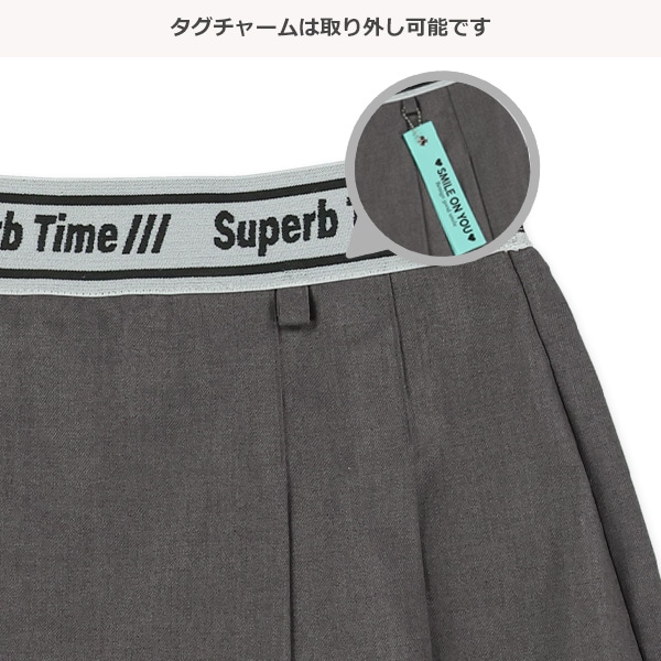 ロゴウエストゴムプリーツスカパン