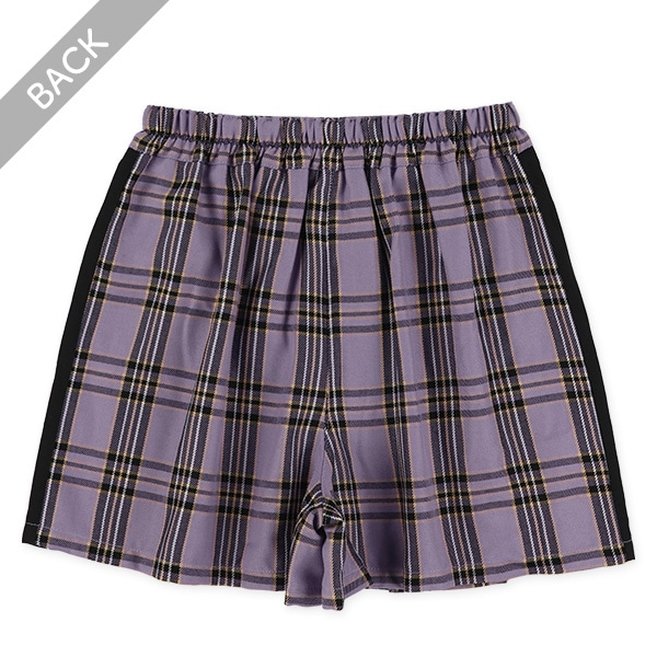 脇切り替えロゴテープチェックプリーツスカパン