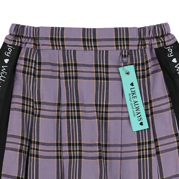 脇切り替えロゴテープチェックプリーツスカパン