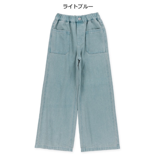 デニム前ポケットワイドパンツ