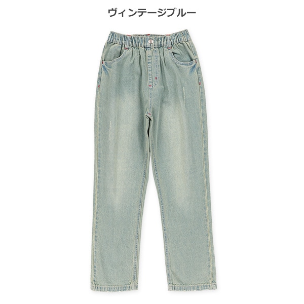 ダメージ風加工デニムパンツ（ヴィンテージブルー）