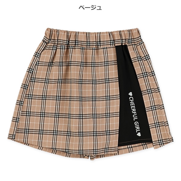 ラップ風チェックキュロットパンツ