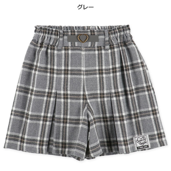 先染めチェックプリーツキュロットパンツ