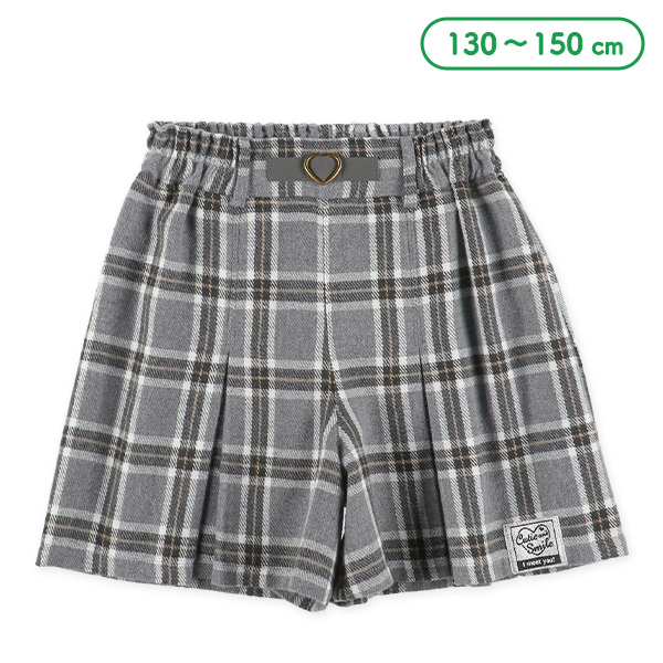 先染めチェックプリーツキュロットパンツ