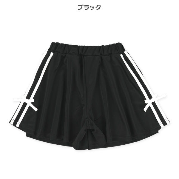 ポンチサイド2本ラインリボン付きキュロットパンツ