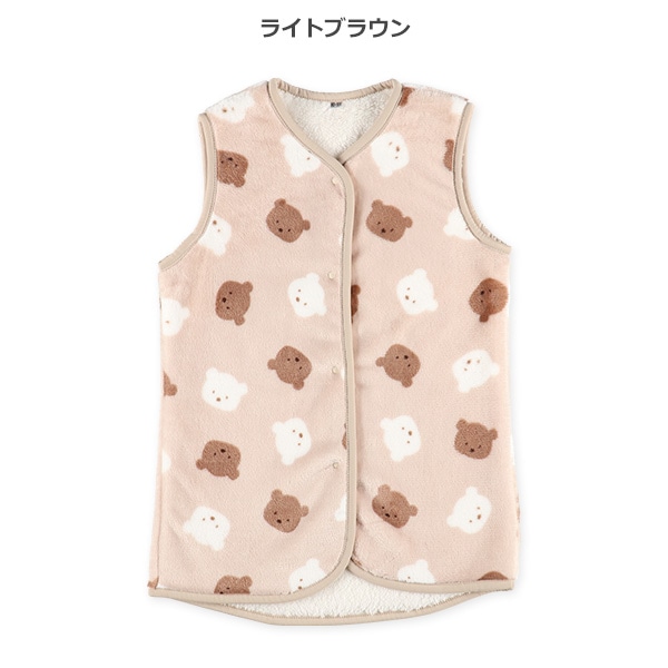 マイクロフリース裏ボアロングポンチョ（くまフェイス）