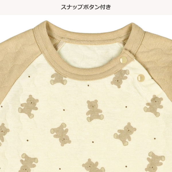 ソフトキルト腹巻付きラグラン長袖パジャマ（くま）
