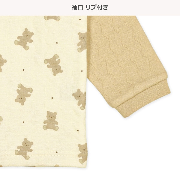 ソフトキルト腹巻付きラグラン長袖パジャマ（くま）