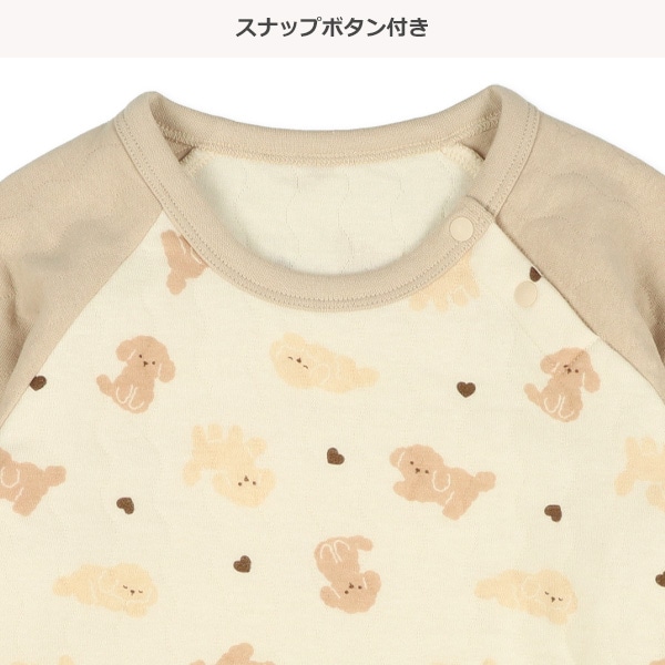 ソフトキルト腹巻付きラグラン長袖パジャマ（トイプードル）