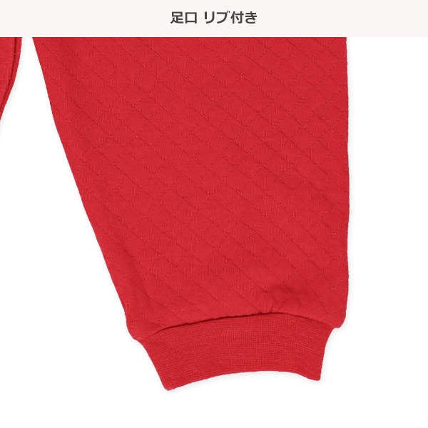 ソフトキルト腹巻付きラグラン長袖パジャマ（ハート）