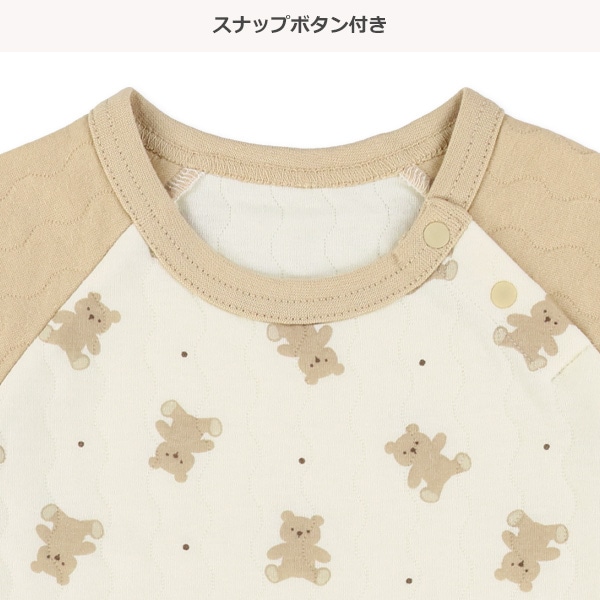 ソフトキルト腹巻付き長袖パジャマ（くま・ドット）