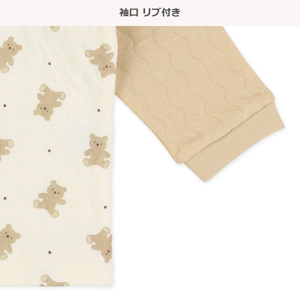 ソフトキルト腹巻付き長袖パジャマ（くま・ドット）