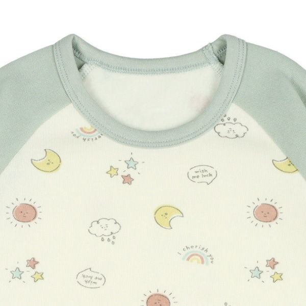 腹巻付き裏起毛ラグラン長袖パジャマ（星月）