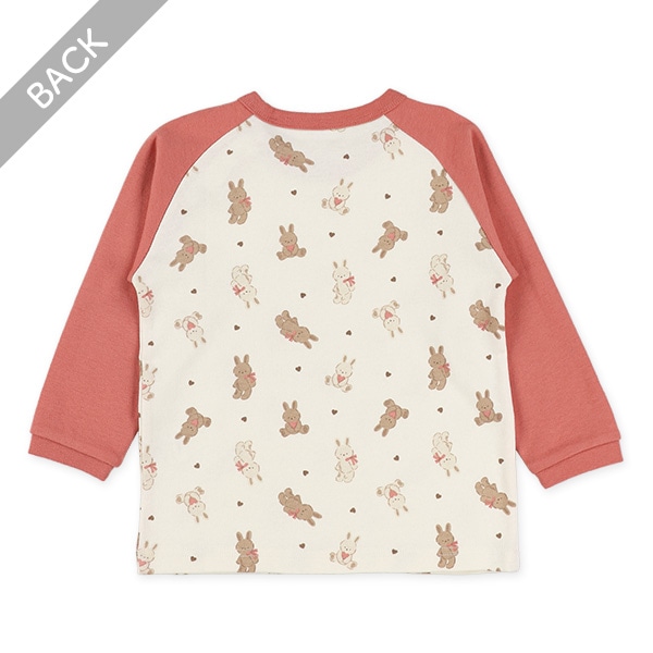 腹巻付き裏微起毛ラグラン長袖パジャマ（うさぎ）