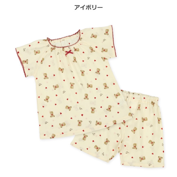 ラグラン半袖パジャマ（くま総柄）