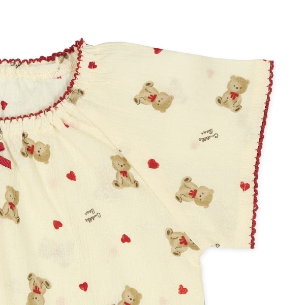 ラグラン半袖パジャマ（くま総柄）