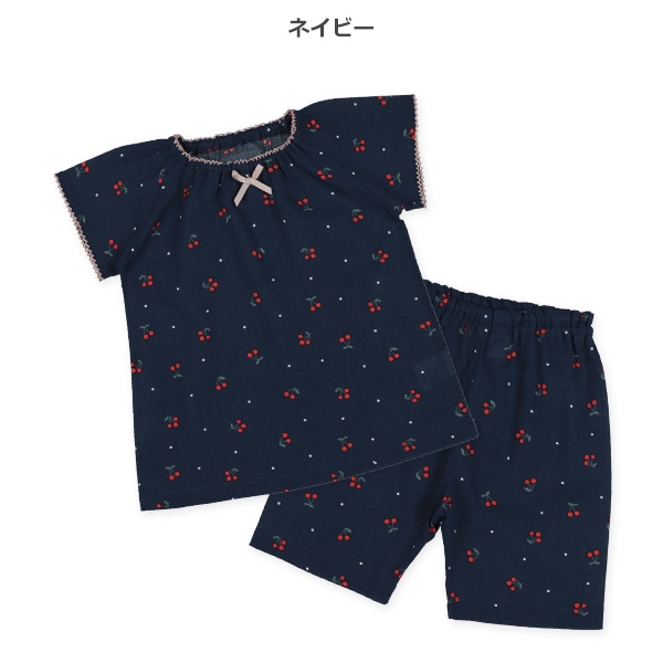 ラグラン半袖パジャマ（チェリー総柄）