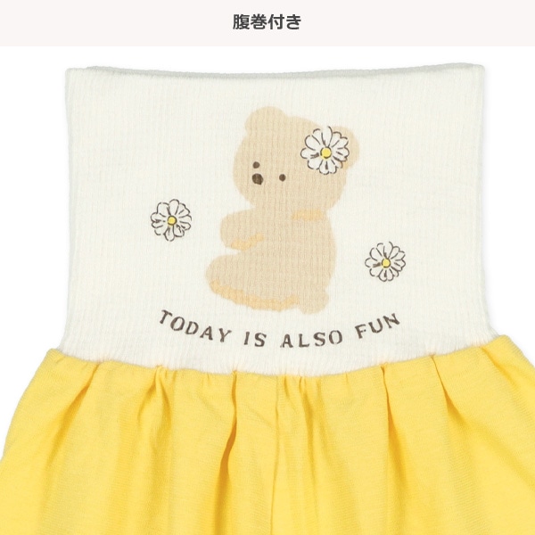 腹巻付きラグラン半袖パジャマ（花飾り・くま）