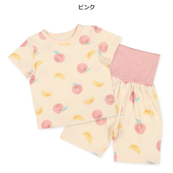 腹巻付き半袖パジャマ（もも総柄）