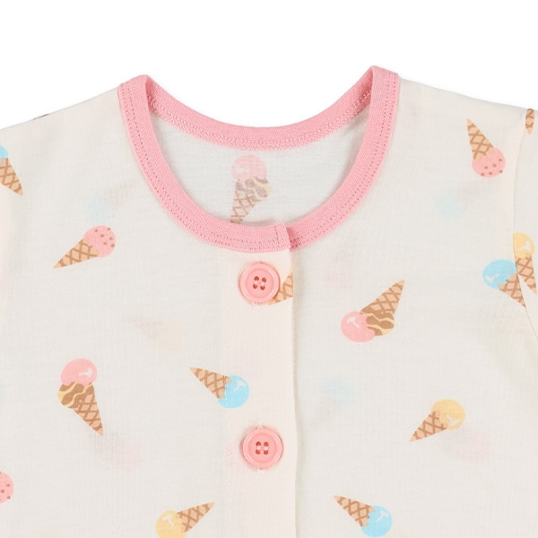 腹巻付き前開き半袖パジャマ（ジェラート総柄）