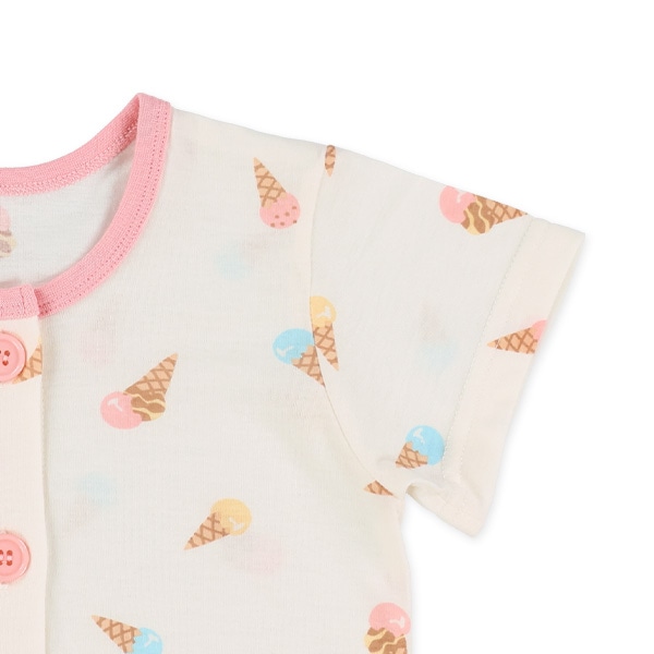 腹巻付き前開き半袖パジャマ（ジェラート総柄）