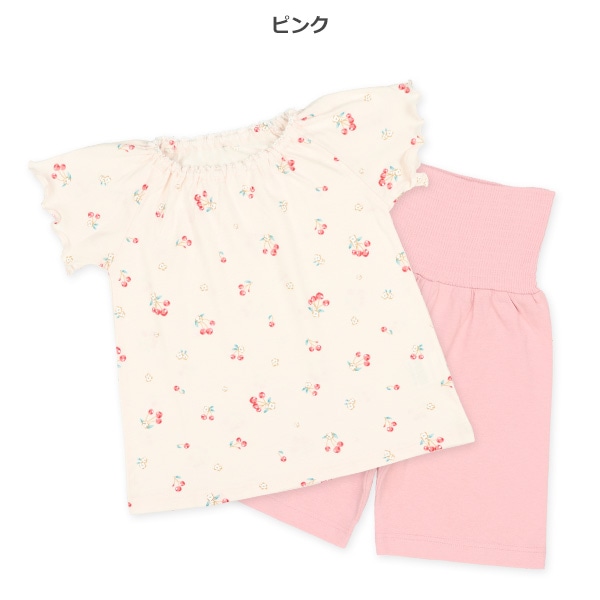 腹巻付きラグラン半袖パジャマ（チェリー）