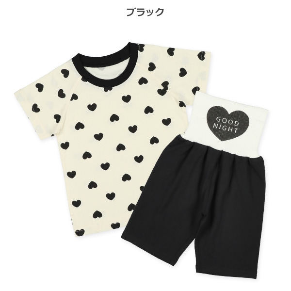 腹巻付きラグラン半袖パジャマ（ハート）