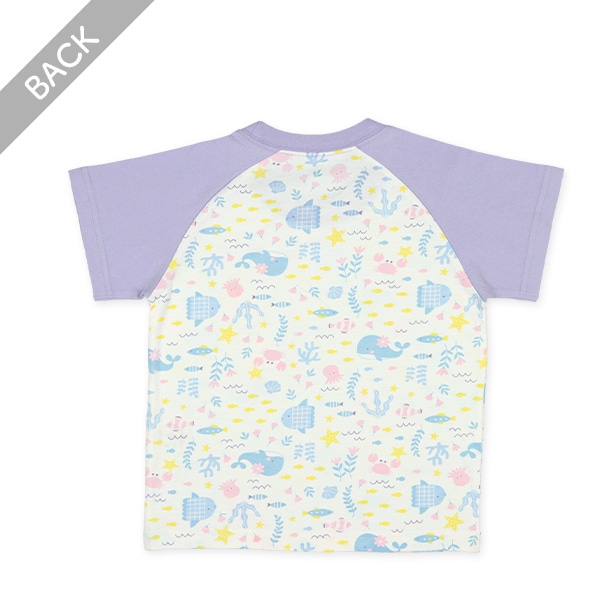 腹巻付きラグラン半袖パジャマ（海の生き物）