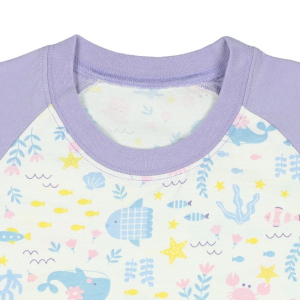 腹巻付きラグラン半袖パジャマ（海の生き物）