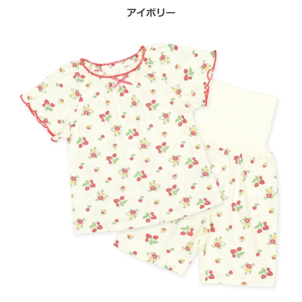 腹巻付きラグラン半袖パジャマ（いちご総柄）