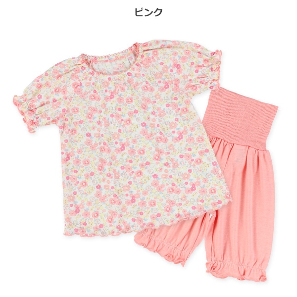 腹巻付きラグラン半袖パジャマ（小花）