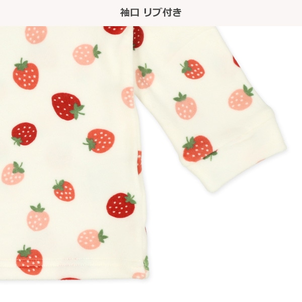 ストレッチマイクロフリース腹巻付き長袖パジャマ（いちご総柄）