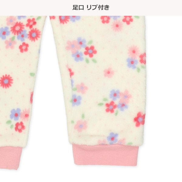 マイクロフリース腹巻付き前開き長袖パジャマ（花総柄）