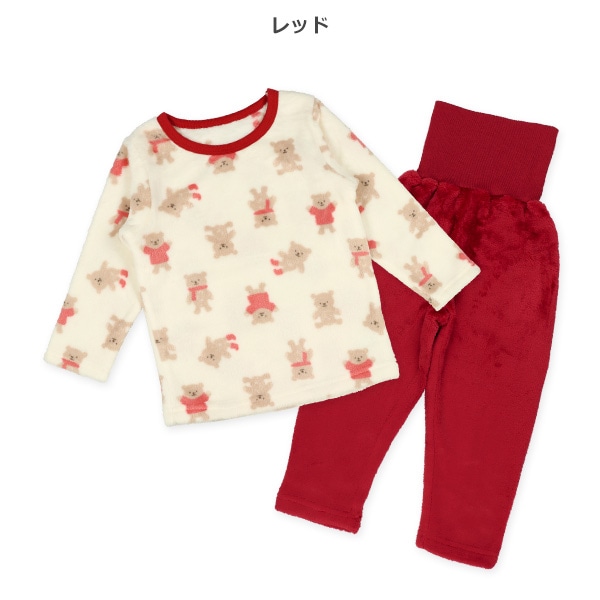 マイクロフリース腹巻付き長袖パジャマ（くま）