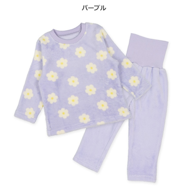 マイクロフリース腹巻付き長袖パジャマ（花柄）