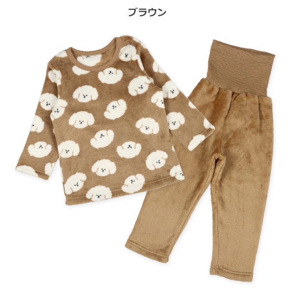 マイクロフリース腹巻付き長袖パジャマ（いぬフェイス）