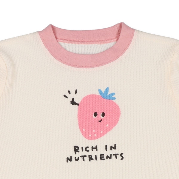 腹巻付きワッフル長袖パジャマ（いちご）