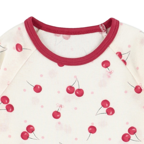 腹巻付きラグラン長袖パジャマ（チェリー）