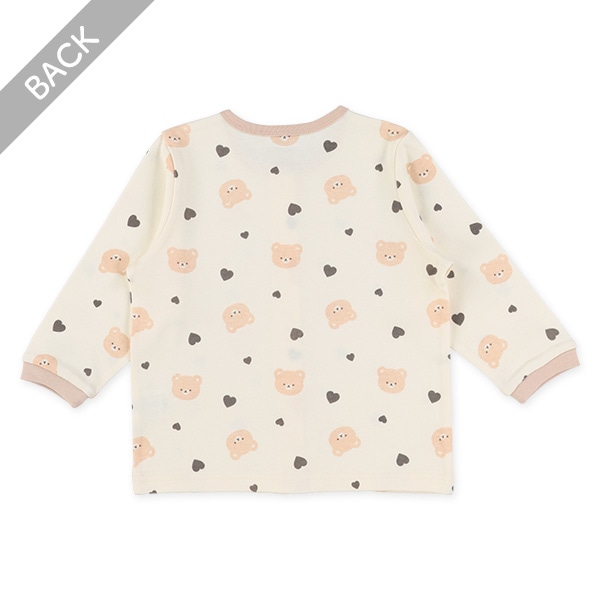 腹巻付き前開き長袖パジャマ（くま・ハート）