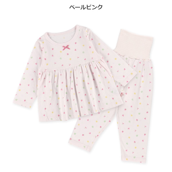 腹巻付き長袖パジャマ（フルーツ総柄・切り替え）