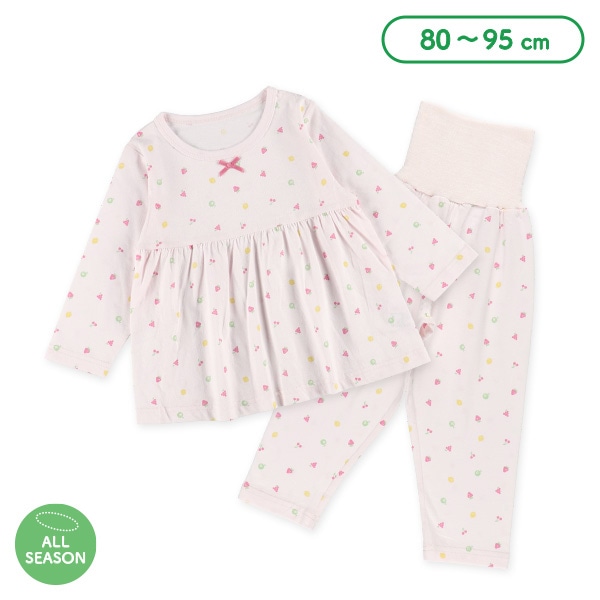 腹巻付き長袖パジャマ（フルーツ総柄・切り替え）