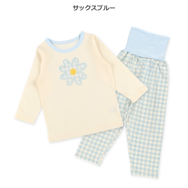 腹巻付き長袖パジャマ（お花ワンポイント）