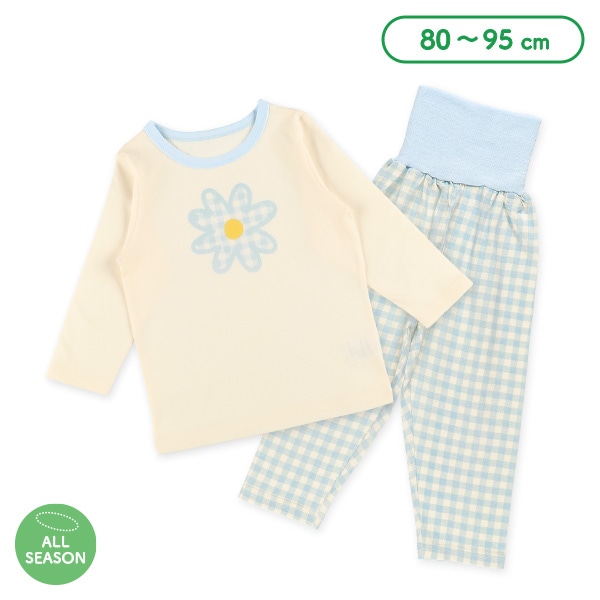 腹巻付き長袖パジャマ（お花ワンポイント）