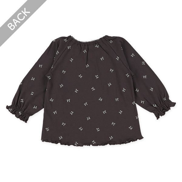 腹巻付きラグラン長袖パジャマ（リボン総柄）