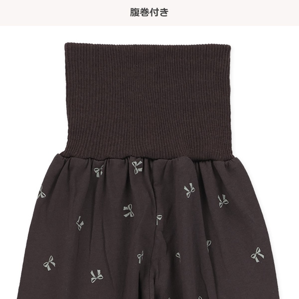 腹巻付きラグラン長袖パジャマ（リボン総柄）