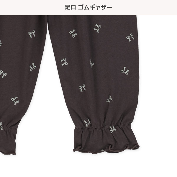 腹巻付きラグラン長袖パジャマ（リボン総柄）
