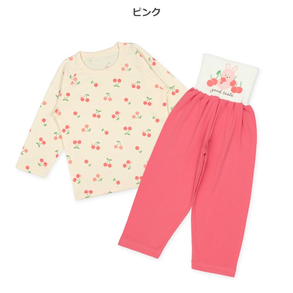 腹巻付きラグラン長袖パジャマ（チェリー）
